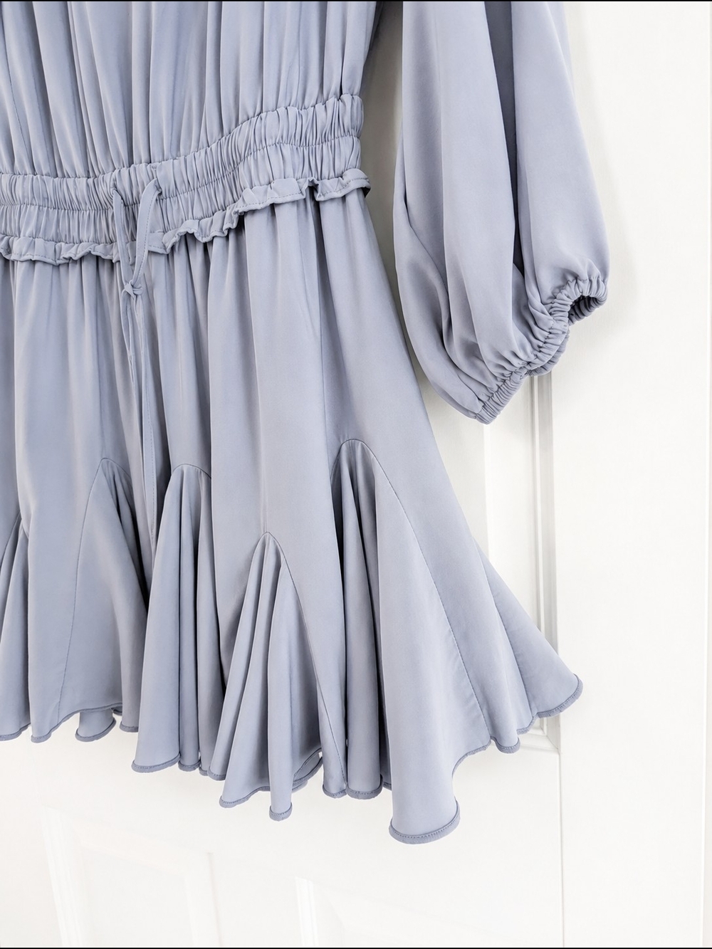 The Impeccable Pig Long-Sleeve Drawstring Waist Ruffle Hem Dress - Picture 4 of 6